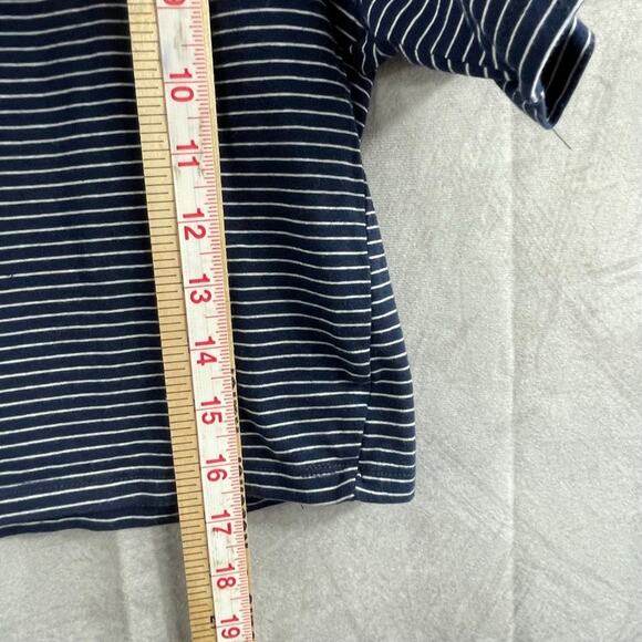 Dirtee Laundry crop tee LARGE blue and white stripes S/L Los Angeles embroider - Picture 10 of 11